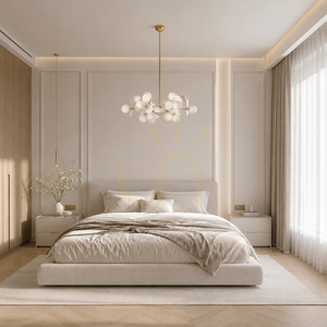 Lampa wisząca CHIC biało złota 105 cm - nowoczesna lampa do salonu small 2