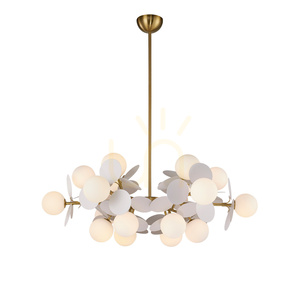 Lampa wisząca CHIC biało złota 105 cm - nowoczesna lampa do salonu small 3