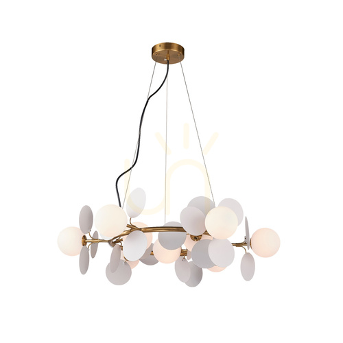 Sprawdź Lampa wisząca CHIC biało złota 105 cm - nowoczesna lampa do salonu