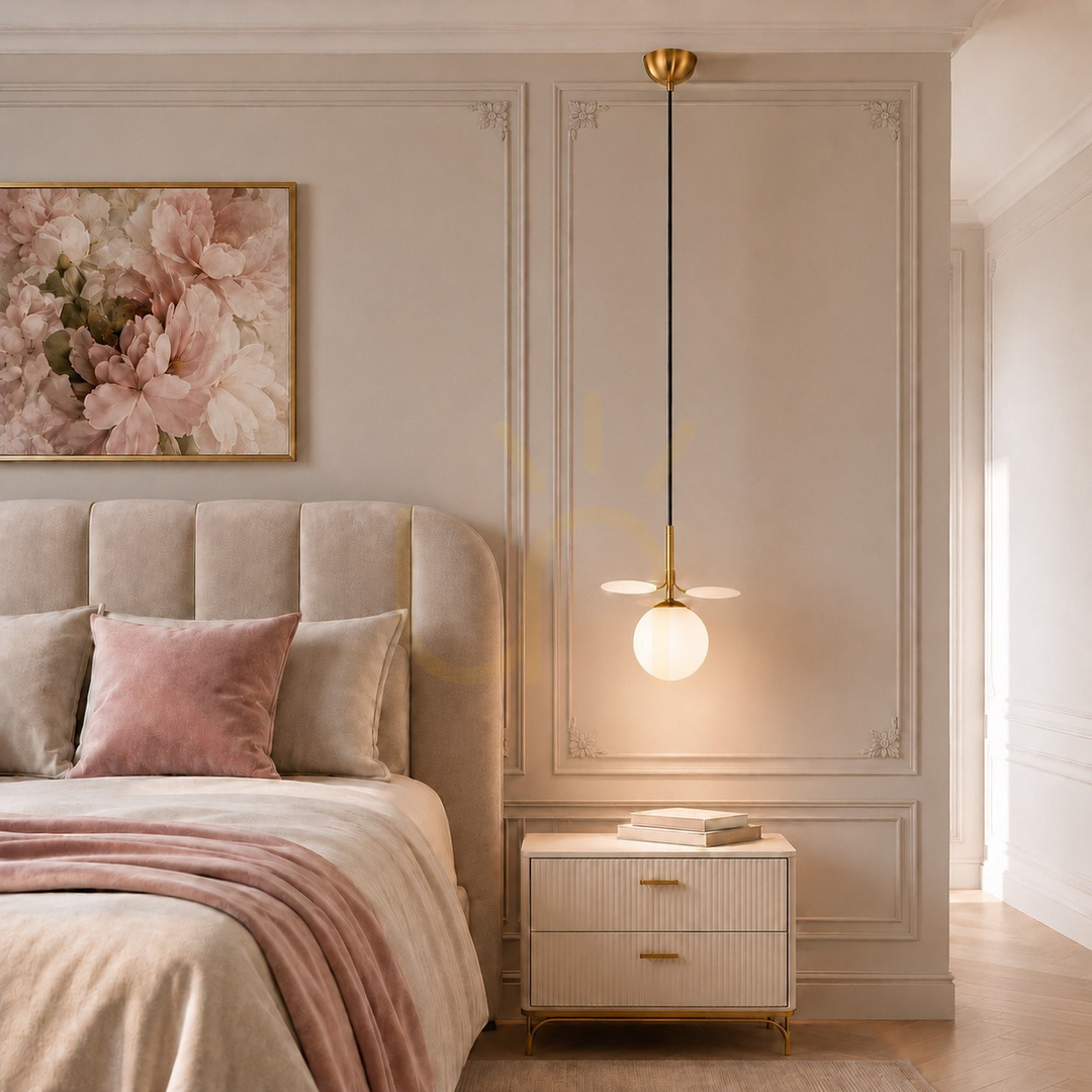 Zobacz Lampa wisząca CHIC biało złota 105 cm - nowoczesna lampa do salonu Lampa wisząca CHIC biało złota 105 cm - nowoczesna lampa do salonu