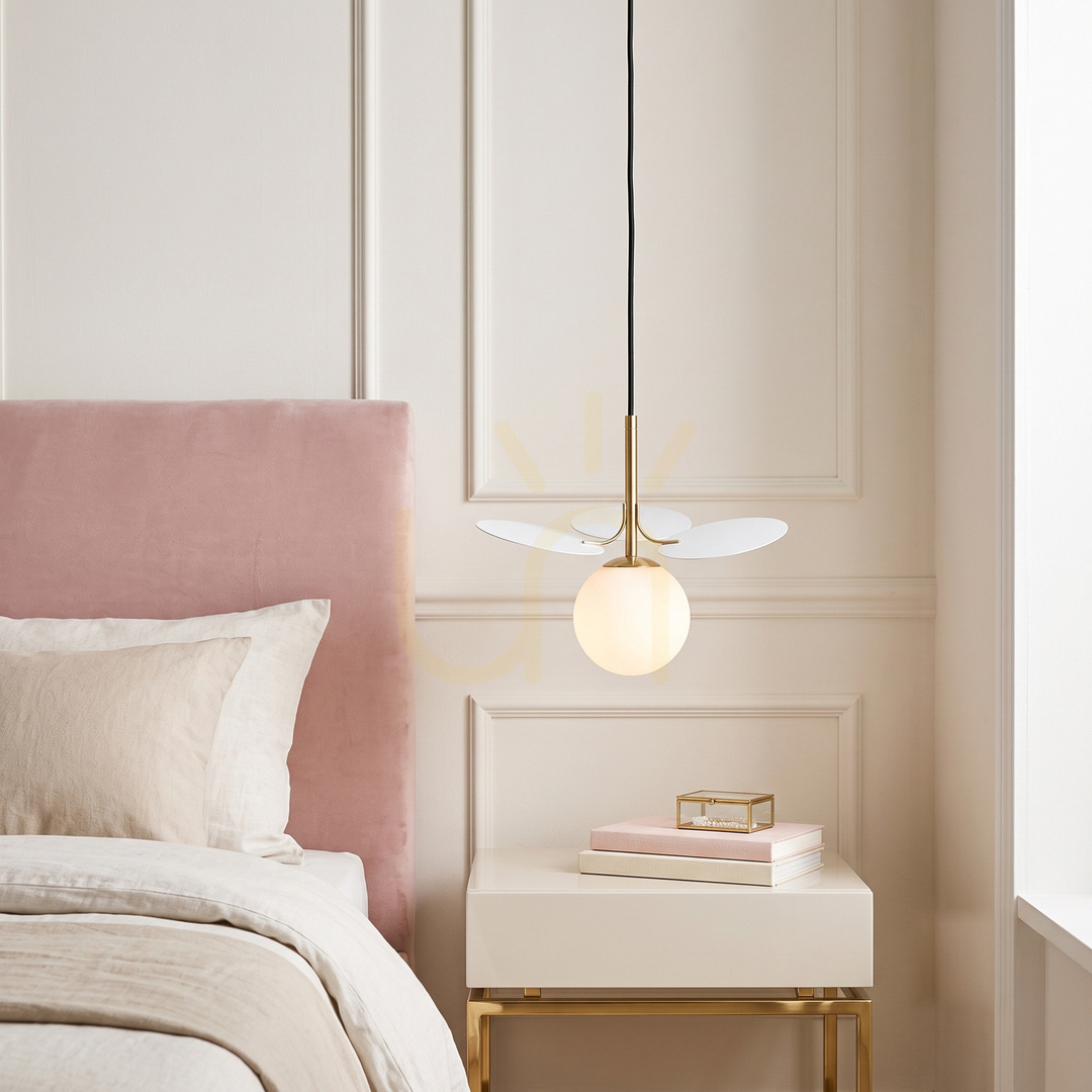 Wyświetl Lampa wisząca CHIC biało złota 105 cm - nowoczesna lampa do salonu Lampa wisząca CHIC biało złota 105 cm - nowoczesna lampa do salonu