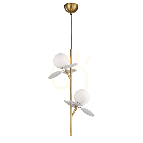 Sprawdź Lampa wisząca CHIC biało złota 105 cm - nowoczesna lampa do salonu