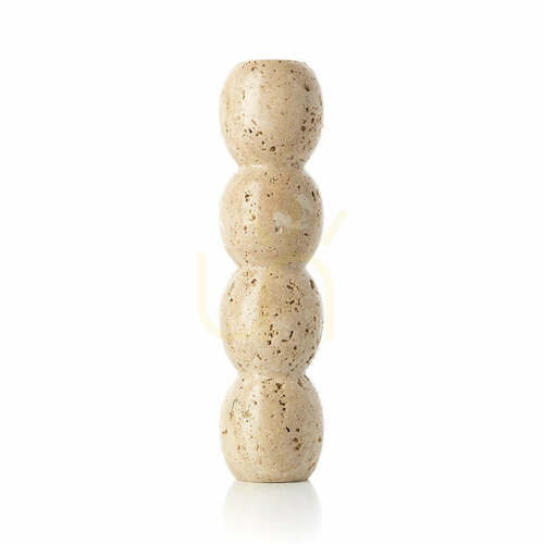 Sprawdź Świecznik stożkowy BAZAR BIZAR Travertine Totem beżowy kamienny L
