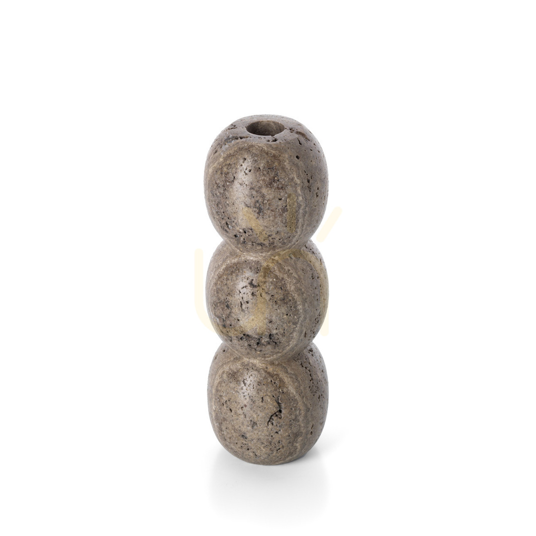 Wyświetl Świecznik stożkowy BAZAR BIZAR Travertine Totem szary kamienny L Świecznik stożkowy BAZAR BIZAR Travertine Totem szary kamienny L