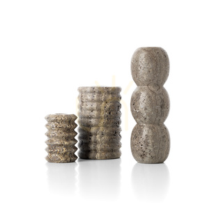 Świecznik stożkowy BAZAR BIZAR Travertine Totem szary kamienny L 5 Świecznik stożkowy BAZAR BIZAR Travertine Totem szary kamienny L small 5