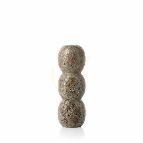 Sprawdź Świecznik stożkowy BAZAR BIZAR Travertine Totem szary kamienny L