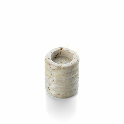 Sprawdź Świecznik na tealight Bazar Bizar Travertine Ripple S, trawertyn beżowy, 6,3 × 6,3 × 7,5 cm