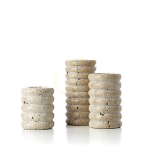 Świecznik na tealight Bazar Bizar Travertine Ripple S, trawertyn beżowy, 6,3 × 6,3 × 7,5 cm small 2