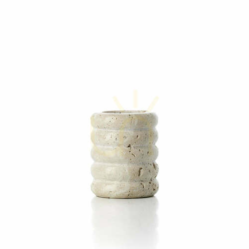 Sprawdź Świecznik na tealight Bazar Bizar Travertine Ripple S, trawertyn beżowy, 6,3 × 6,3 × 7,5 cm