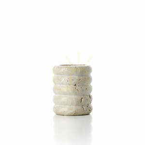 Świecznik na tealight Bazar Bizar Travertine Ripple S, trawertyn beżowy, 6,3 × 6,3 × 7,5 cm small 0