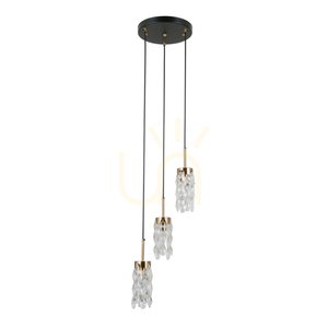 Lampa wisząca Italux Zorta 3 × E14 czarno-złota ze szkłem small 2