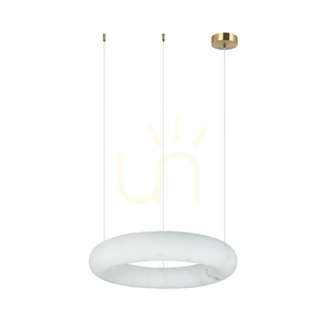 Okrągła lampa wisząca LED 25 W, 3000 K, z triakiem, kolor alabastrowy – mosiężna, marki ZAMBELIS small 1