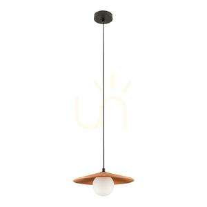 Lampa wisząca 1xG9 LED MAX 9 W, glina terakotowa – czarna – metal – szkło opalowe ZAMBELIS small 1