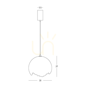 Lampa wisząca 1xE27, maks. 15 W, metal – masa papierowa – plastikowa kula, biała, ZAMBELIS small 3