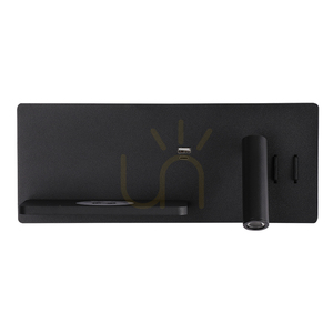 Ścienna lampka do czytania LED 3 W + oświetlenie skierowane do góry 6 W, 3000 K, czarna, z ładowarkami USB i bezprzewodowymi, ZAMBELIS small 1