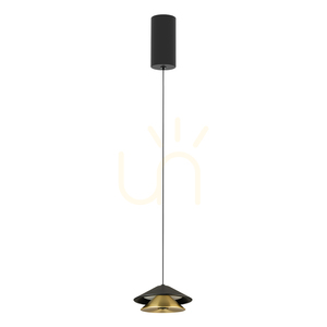 Lampa wisząca LED 9 W, podstawa w kolorze piaskowej czerni – klosz w kolorze piaskowej czerni – galwanizacja w kolorze szczotkowanego złota, marka small 1