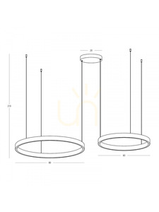 Lampa wisząca LED up-down 118 W, 3000 K, czarne aluminium – akryl ZAMBELIS small 1