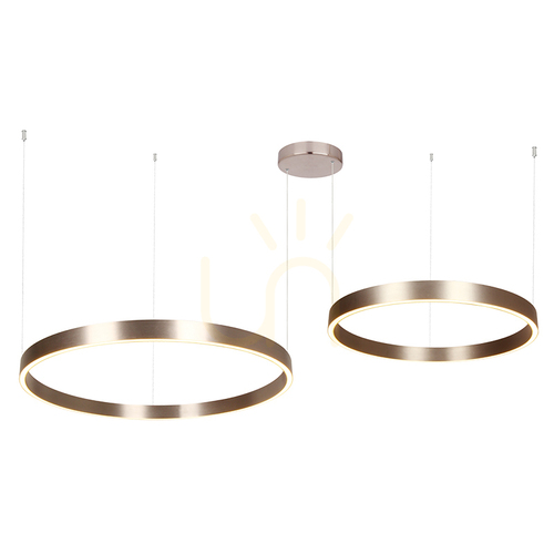 Sprawdź Lampa wisząca LED ZAMBELIS dwa pierścienie 60 i 80 cm szczotkowany brąz kawowy 118 W 3000 K 25374