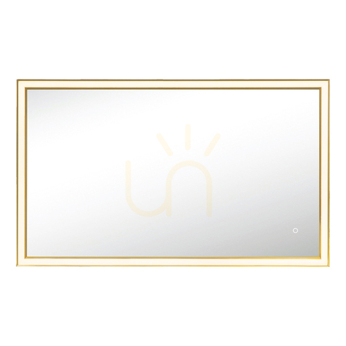 Sprawdź Lustro z oświetleniem LED 30 W, 3000 K–4000 K, prostokątne, z dotykowym przełącznikiem do regulacji jasności, anodowane na złoto, IP44, ZAMBELIS