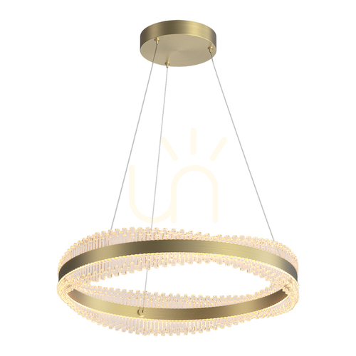 Sprawdź Lampa wisząca LED 58 W, 3000 K, z triakiem, ze szczotkowanego złota – Crystal ZAMBELIS