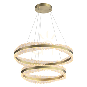 Lampa wisząca LED Zambelis 25413, dwa pierścienie 80 i 60 cm, szczotkowane złoto small 0