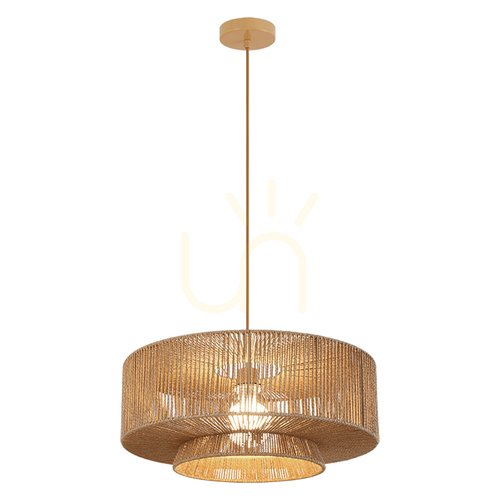 Sprawdź Lampa wisząca 1xE27, maks. 40 W, naturalny sznur papierowy – brązowo-beżowy metal, ZAMBELIS