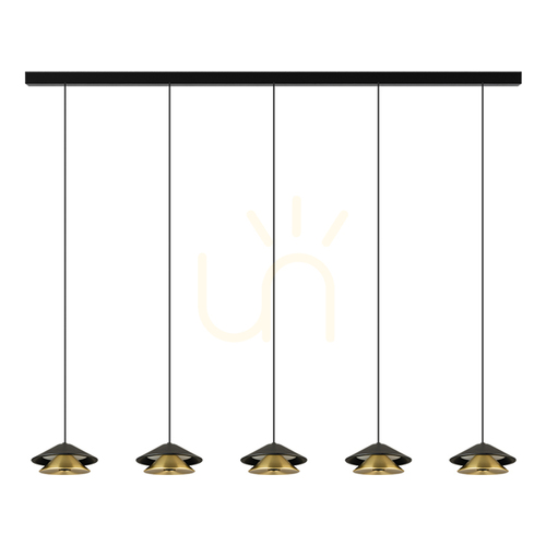 Sprawdź Lampa wisząca Line Light 105 cm LED 45W 3000K piaskowa czerń ze szczotkowanym złotem ZAMBELIS 25452