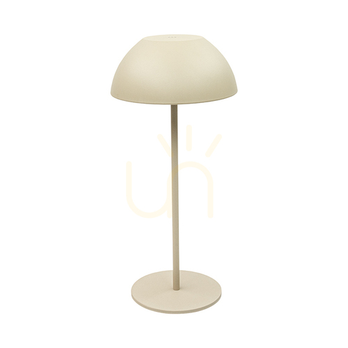 Sprawdź Przenośna lampa stołowa do użytku na zewnątrz, LED 2 W, 2700 K, regulacja jasności dotykowa, kolor piaskowy, IP44, ZAMBELIS