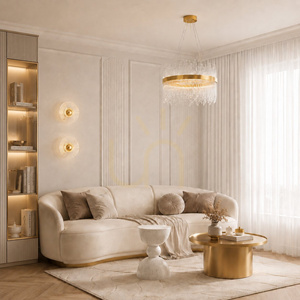 Żyrandol Kryształowy AURA Złota 85 cm - Nowoczesna Lampa Wisząca LED small 1