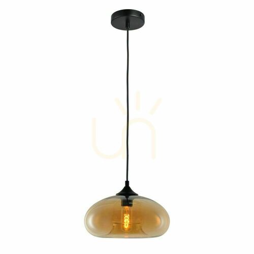Sprawdź Lampa wisząca s.luce Cruet, bursztynowe szkło, płaski owalny klosz 28 cm, zwis 5 m, E27