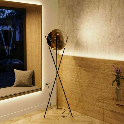 Sprawdź Lampa podłogowa s.luce Orb Axis czarna szklana kula 160 cm