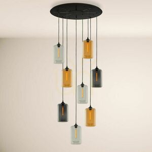 Żyrandol s.luce Cruet XL szkło wielokolorowe, klosze wysokie i płaskie, 8xE27, zwis do 500 cm small 11