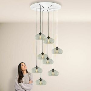 Żyrandol s.luce Cruet XL szkło wielokolorowe, klosze wysokie i płaskie, 8xE27, zwis do 500 cm small 8