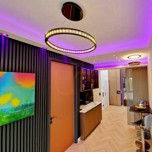 Lampa wisząca LED s.luce Atom Ring 80 cm, czarny chrom, 3000 K, ściemnialna small 9