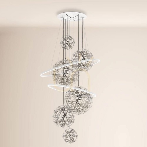 Sprawdź Żyrandol s.luce Fusion XXL 8-punktowy LED biały/chrom 150 cm