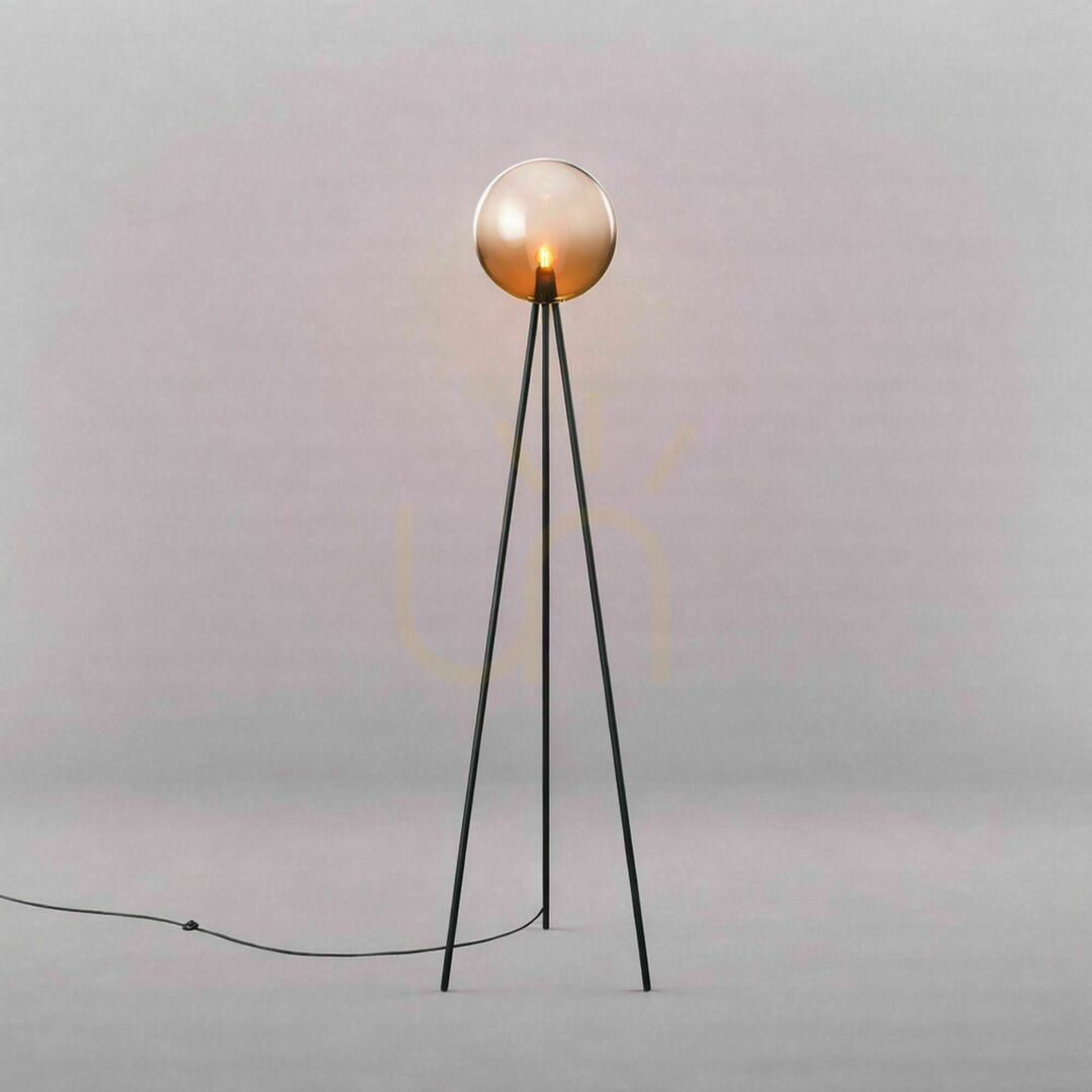 Wyświetl Lampa podłogowa s.luce Orb Tripod 160 cm brązowa szklana kula Lampa podłogowa s.luce Orb Tripod 160 cm brązowa szklana kula