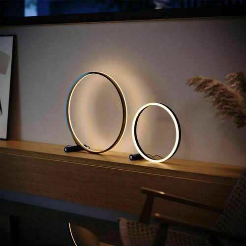 Sprawdź Lampa stołowa LED s.luce Ring srebrna 40 cm metalowa, ściemniacz dotykowy