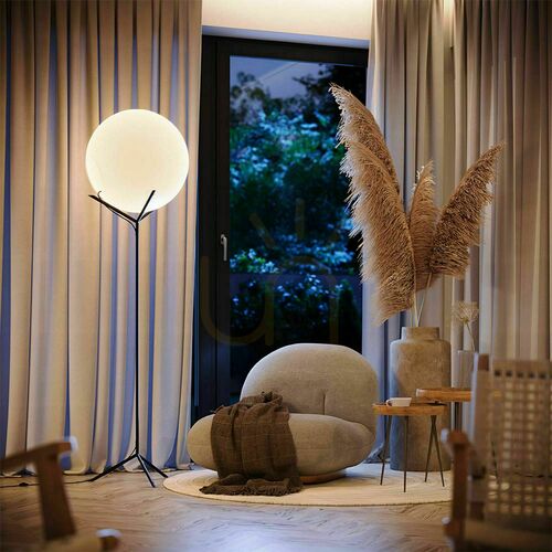 Sprawdź Lampa podłogowa s.luce Orb, przydymione szkło, 175 cm, E27, ściemniacz sznurkowy