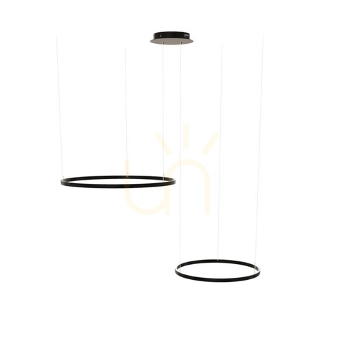 Sprawdź Lampa wisząca s.luce Ring LED 2-punktowa mimośrodowa czarna 80/60 cm 3000 K ściemnialna