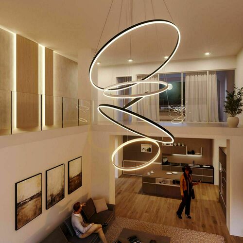 Sprawdź Żyrandol LED s.luce Ring 5-punktowy złoty, 120 cm, regulowany, ciepła barwa światła
