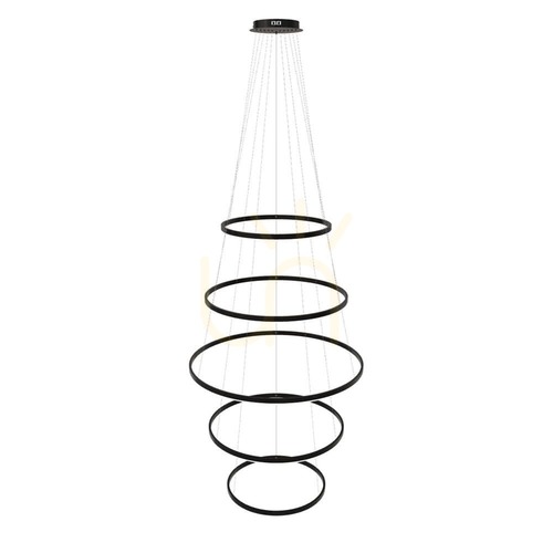 Sprawdź Żyrandol LED s.luce Ring 5-punktowy czarny minimalistyczny 100 cm