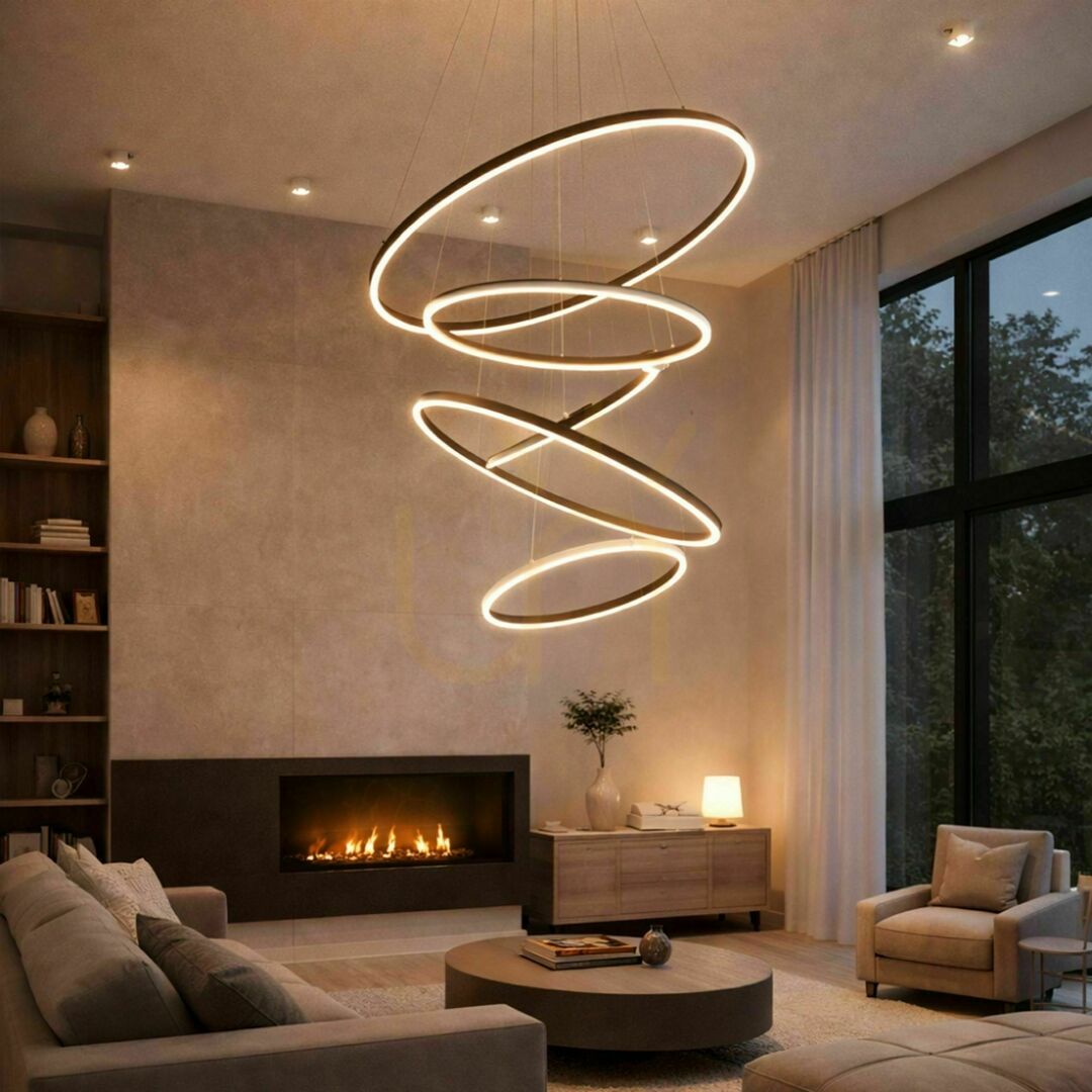 Pokaż Żyrandol LED s.luce Ring 5-punktowy srebrny, regulowany, 100 cm Żyrandol LED s.luce Ring 5-punktowy srebrny, regulowany, 100 cm
