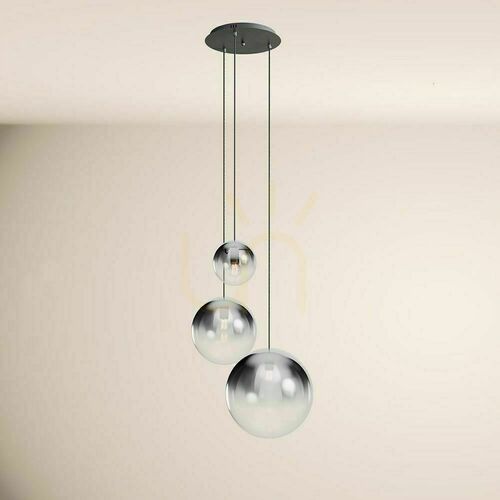 Sprawdź Lampa wisząca s.luce Orb 3-punktowa, szklane kule Ø20/30/40 cm, szkło dymione gradientowe, czarne zawieszenie