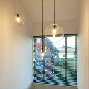 Lampa wisząca s.luce Orb 3-punktowa, szklane kule Ø20/30/40 cm, szkło dymione gradientowe, czarne zawieszenie small 11
