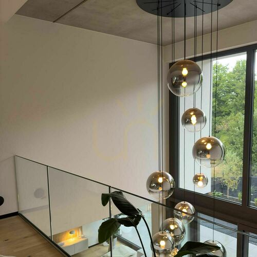 Sprawdź Lampa wisząca s.luce Orb Modular 8-punktowa, szkło transparentne, czarna