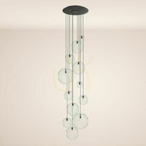 Sprawdź Lampa wisząca s.luce Orb Modular 12-punktowa szkło przezroczyste czarna