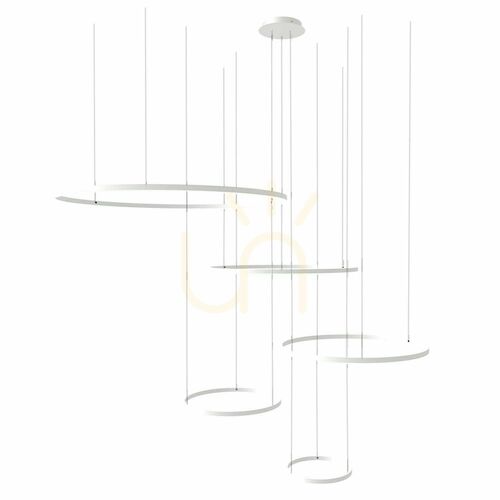Sprawdź Lampa wisząca LED s.luce Ring 5-punktowa ekscentryczna biała Ø 120/100/80/60/40 cm