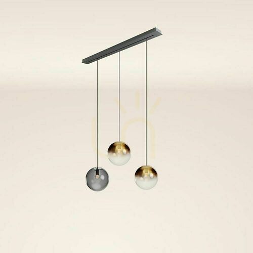 Sprawdź Lampa wisząca s.luce Orb 3-punktowa szkło złoto-dymne czarna belka 120 cm Ø30 cm