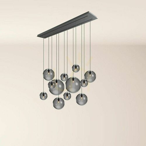 Sprawdź Żyrandol s.luce Orb 12 × E27, przydymione szkło, czarna podsufitka 160 cm