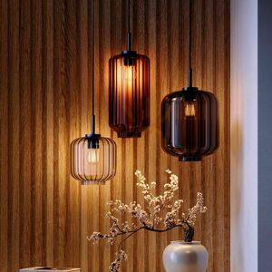 Lampa wisząca s.luce Velo szklana brązowa cylindryczna E27 18 cm small 2